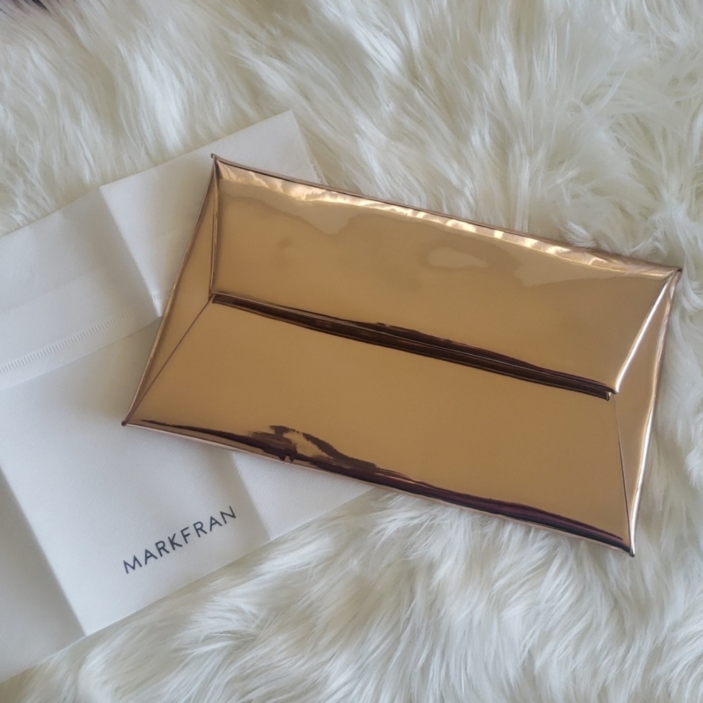 MARKFRAN Metallic Envelope Clutch Rose Gold